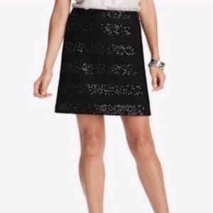 Ann Taylor Loft Black Sequin Stripe Wool Blend Mini Skirt - 8P